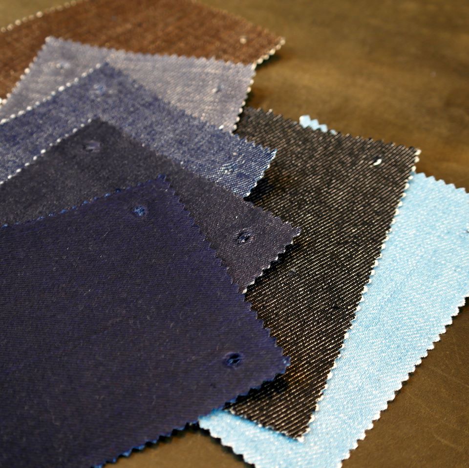 Swatches of Bespoke Denim Jean Fabrics 
